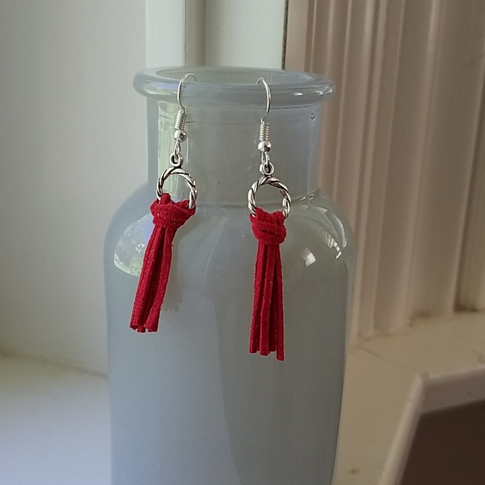 Red tassel earrings